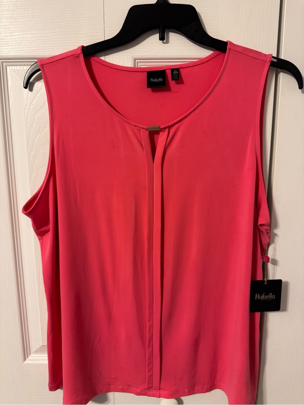 Rafaella Coral Pink Sleeveless Pleat-Front Women’s Top